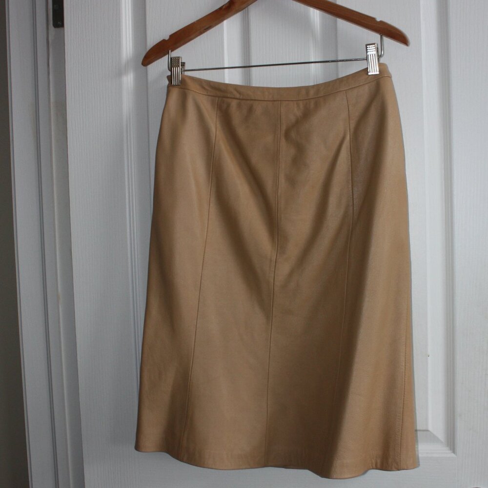 Tan leather skirt women's size 8